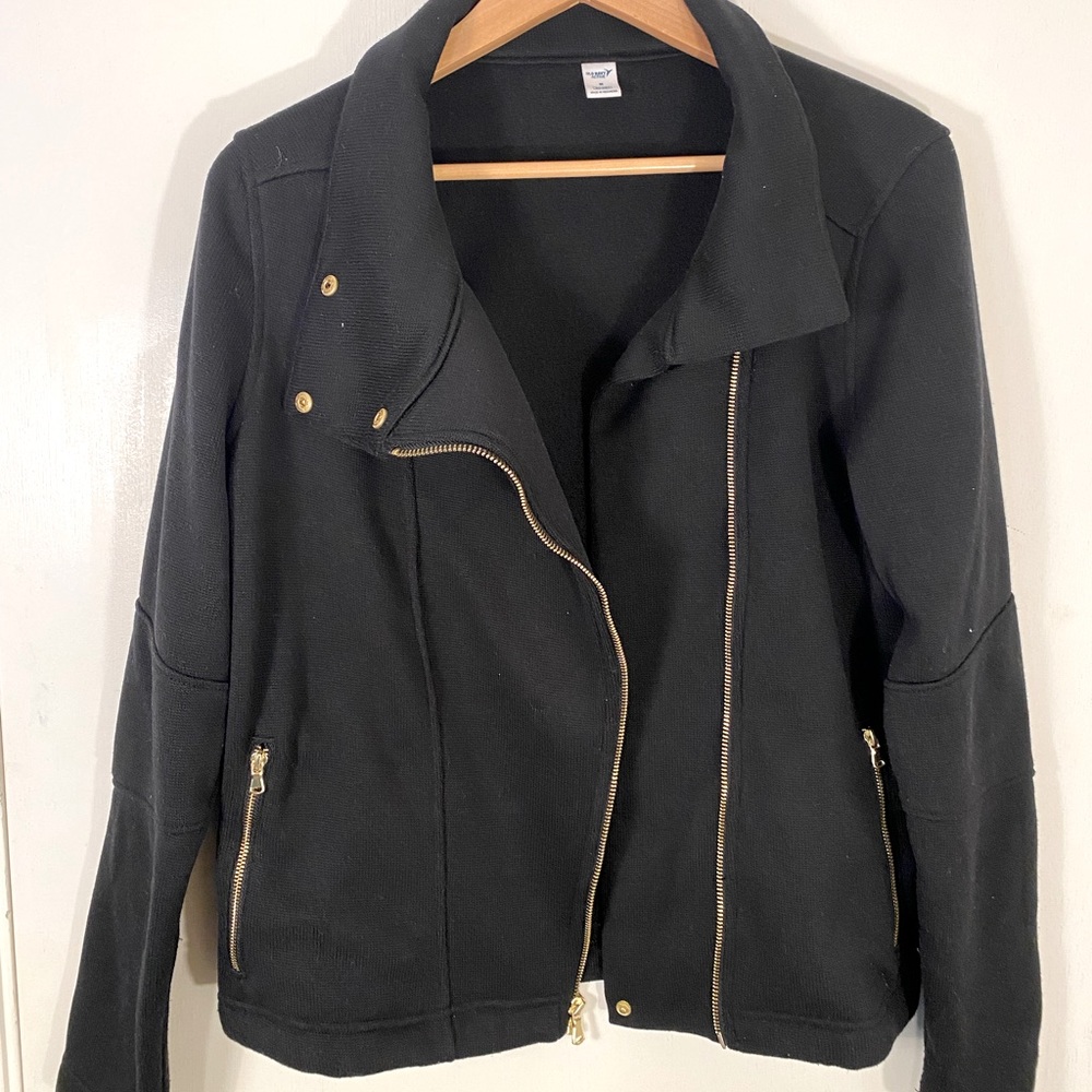 Old Navy Black Activewear Jacket with Gold Details - Medium
